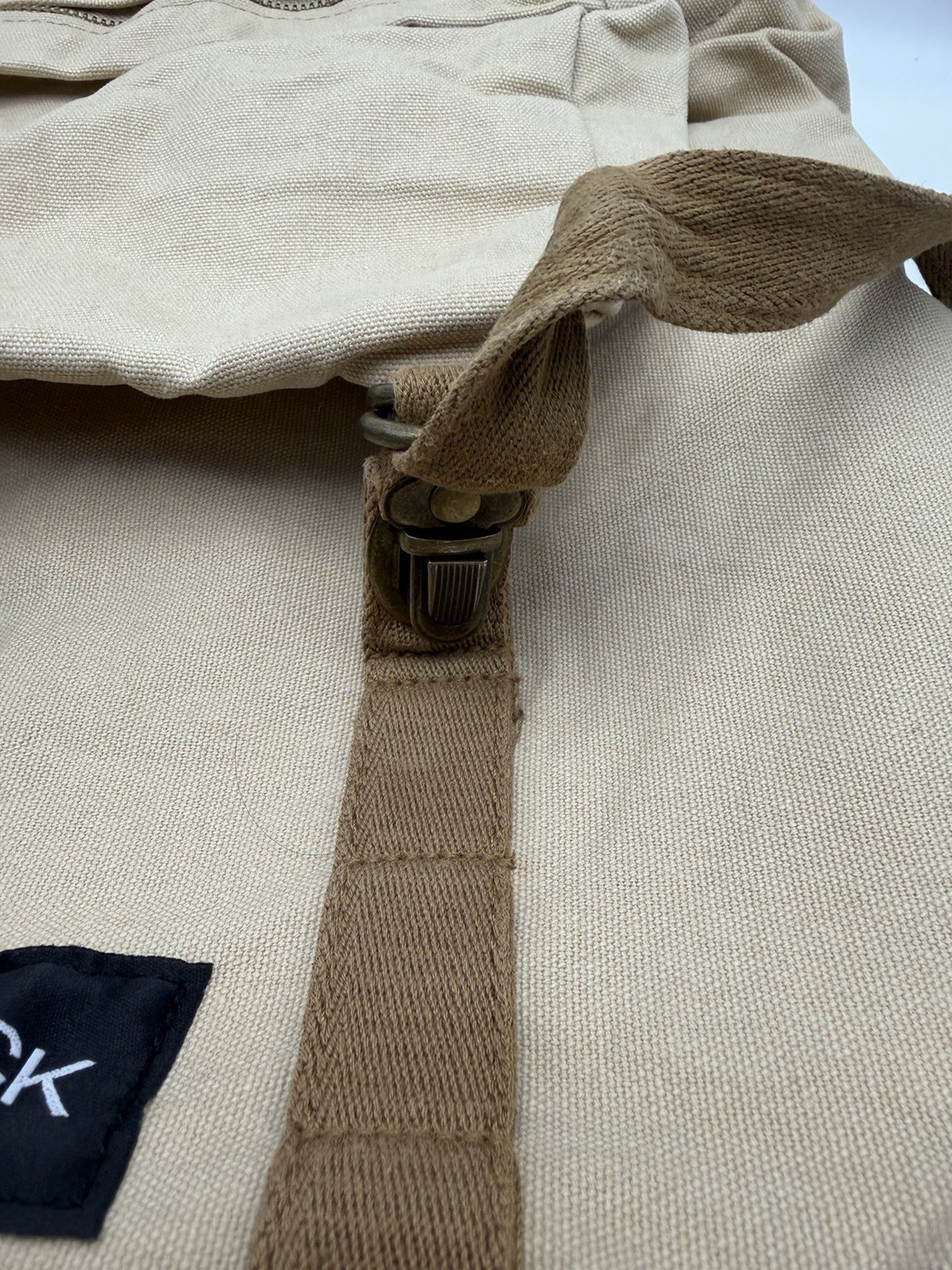 Canvas Rucksack Backpack Tan Minimalist Vintage Style Pack 18×14 YKK Zipper