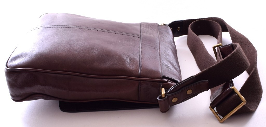 COACH Bleecker Map Bag 70942 Brown Leather Flap Men Crossbody EUC