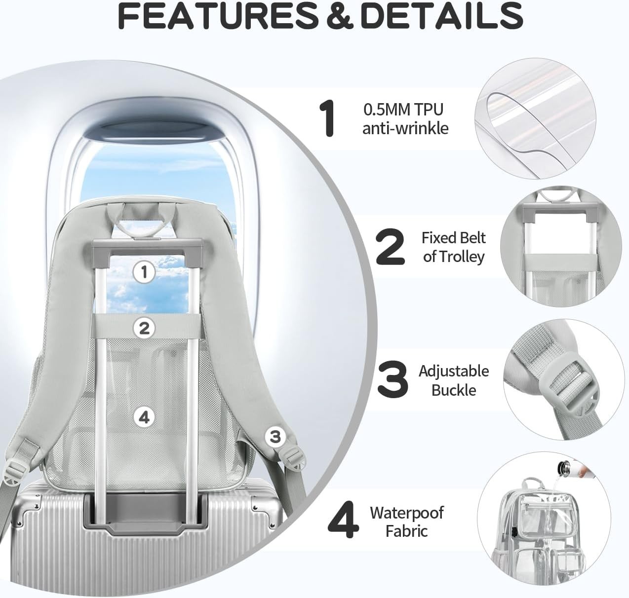 Heavy Duty Clear Backpack Clear Bookbag,Stadium Backpack 16 X11 X5Inch TPU Large