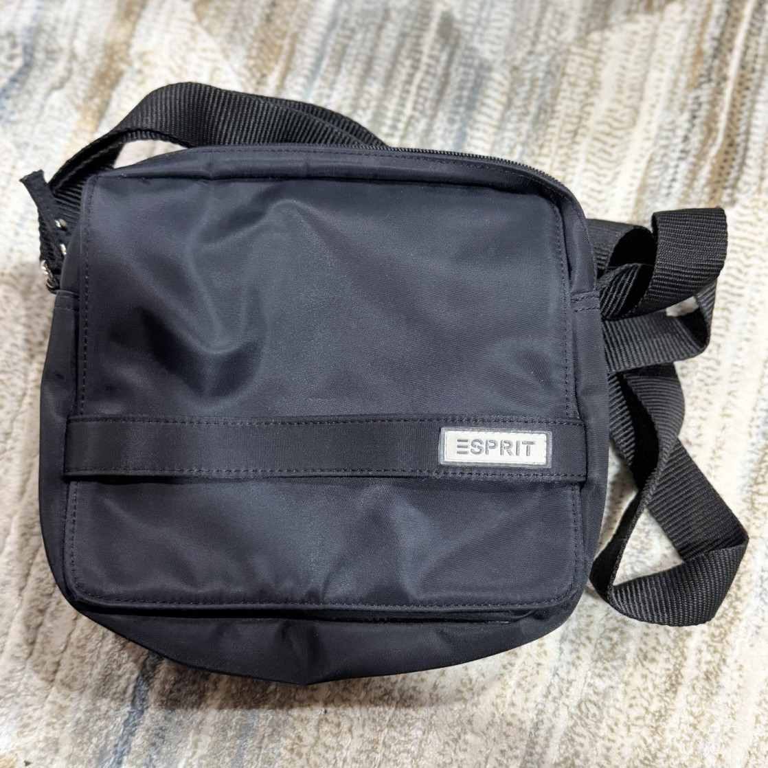 Esprit Black Small Crossbody Bag Zip Closure Adjustable Strap Unisex Casual