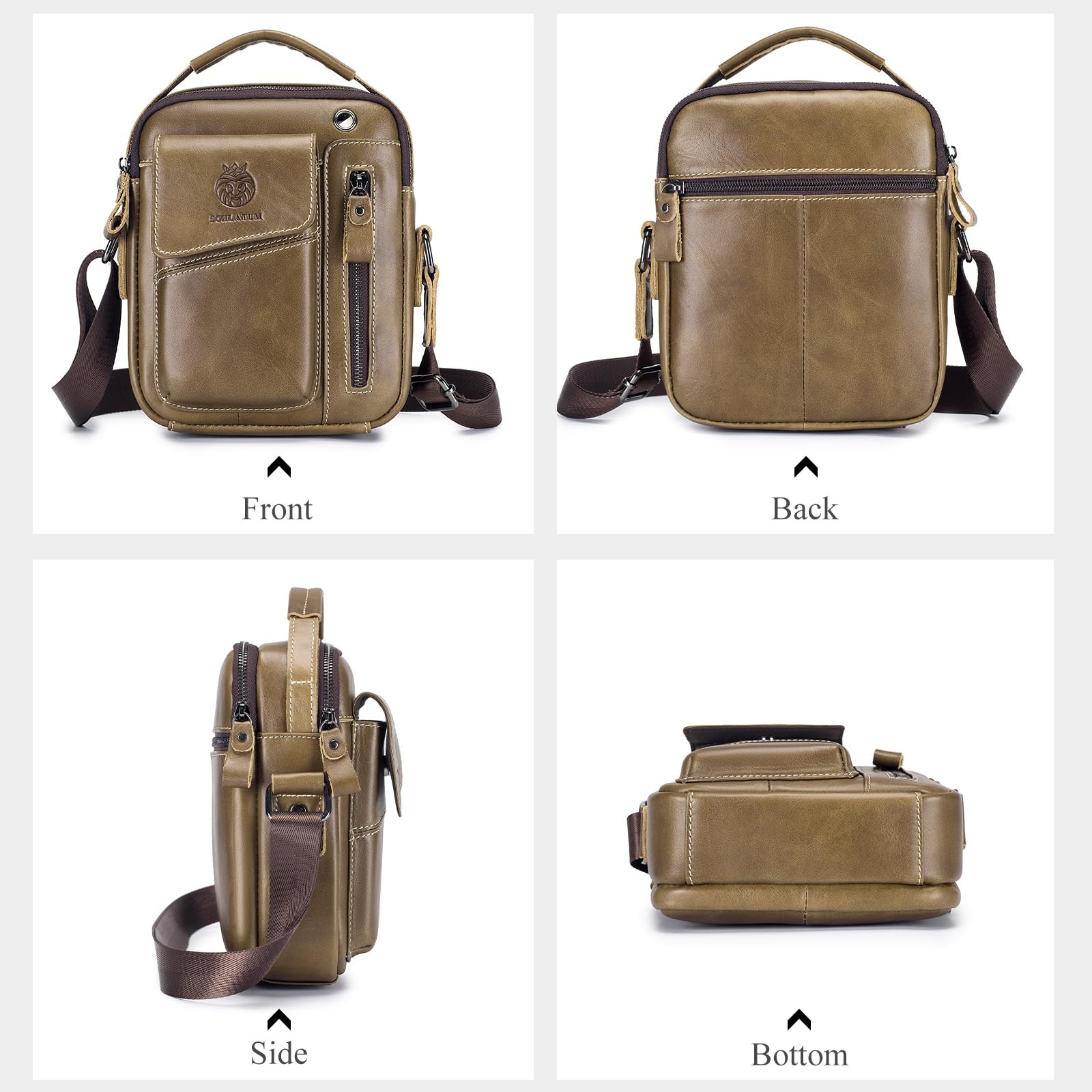 Leather Shoulder Bag Men Small Crossbody Purse Handbag Travel Business Casual