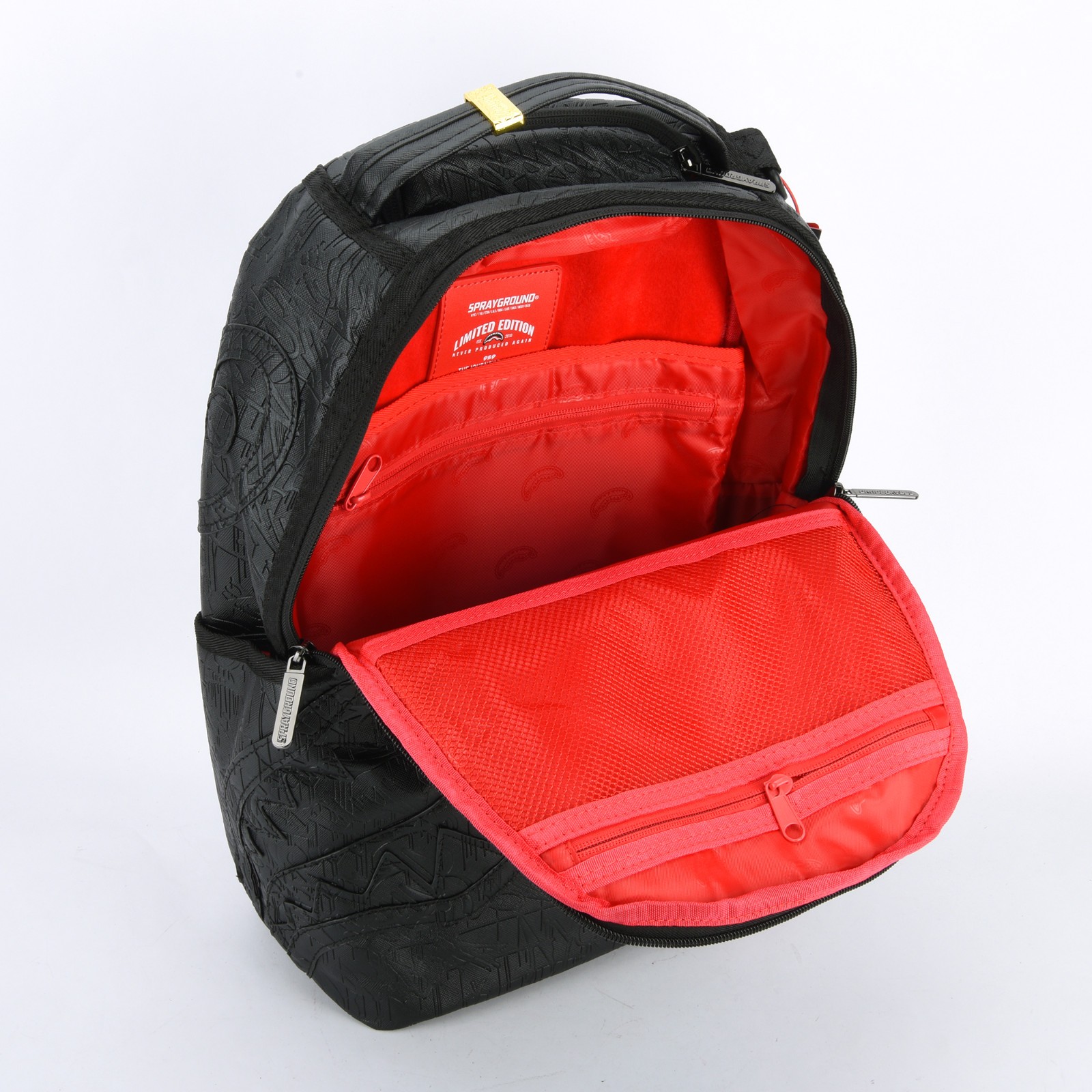 Sprayground Nightflight G800 Shark DLXV Leather Bag zipper Backpack Unisex Black
