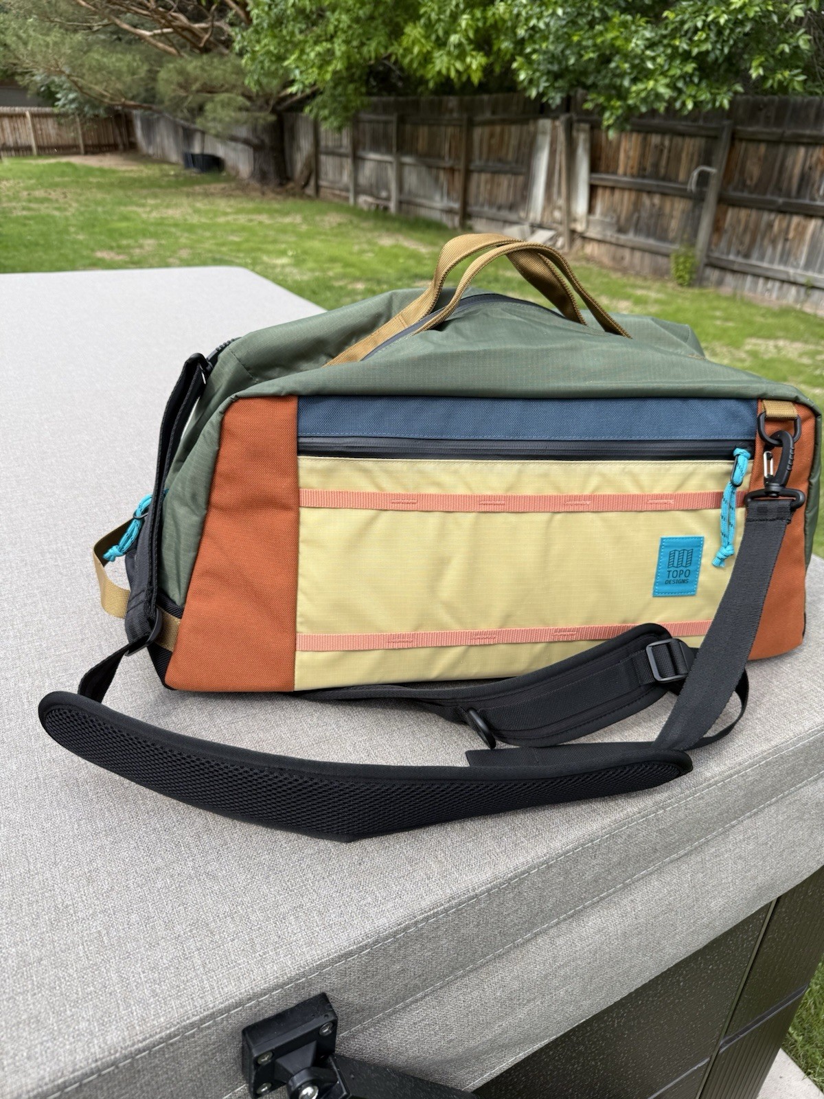 Brand New TOPO DESIGNS “Mountain Duffel” 40L Multicolored Backpack Duffel Bag