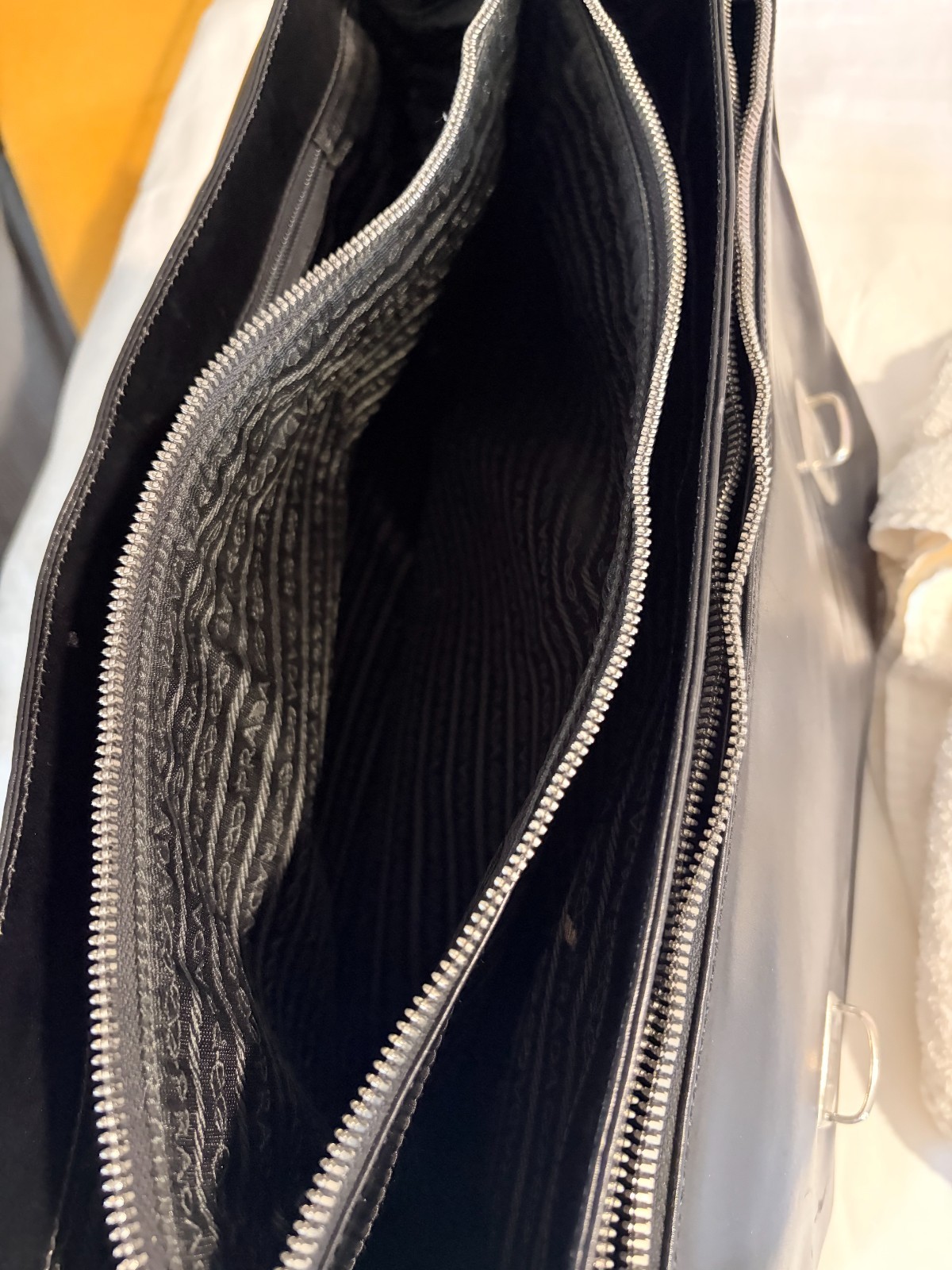 Prada Men’s Black Saffiano Leather Attache Briefcase