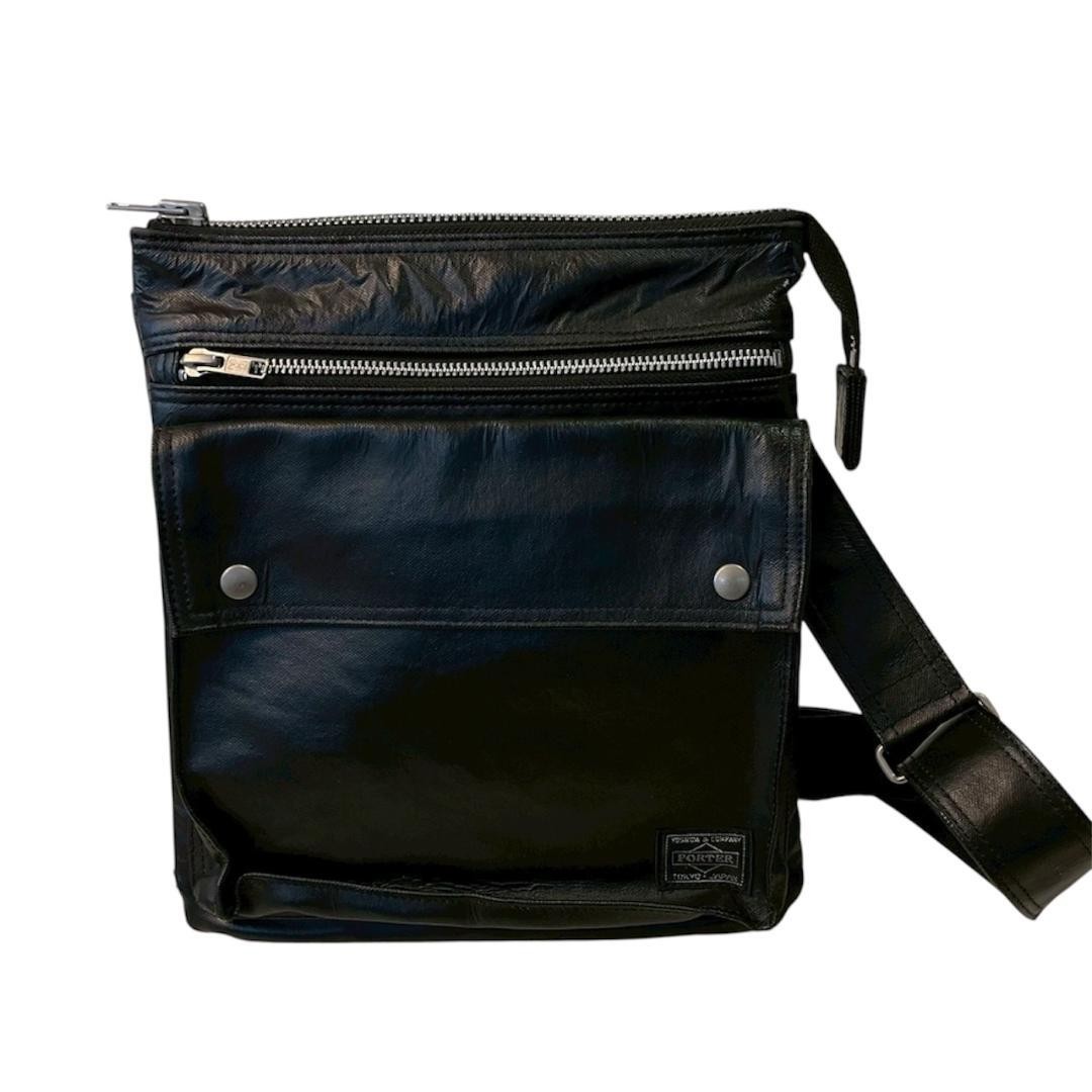 Porter Leather Shoulder Bag Black Used 28cm x 24cm x 2cm