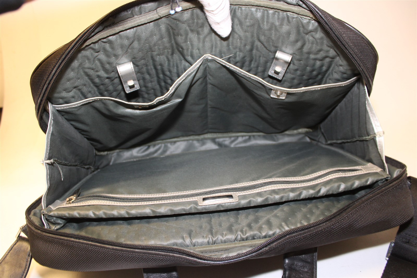 Tumi x Supermicro Alpha Ballistic Black Canvas Leather Travel Messenger Bag