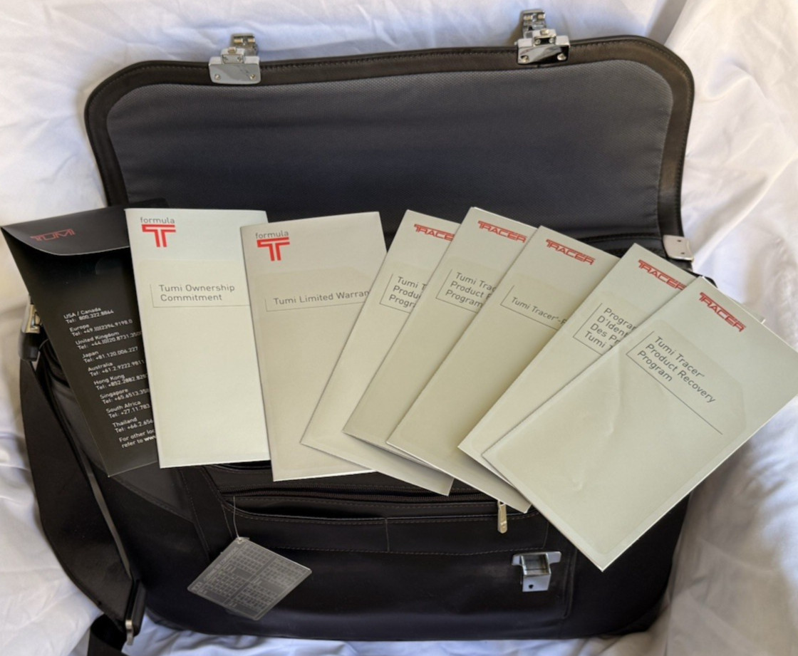 NWT Tumi Formula T Circuit Briefcase 2951DF Leather Nylon Deadstock Complete