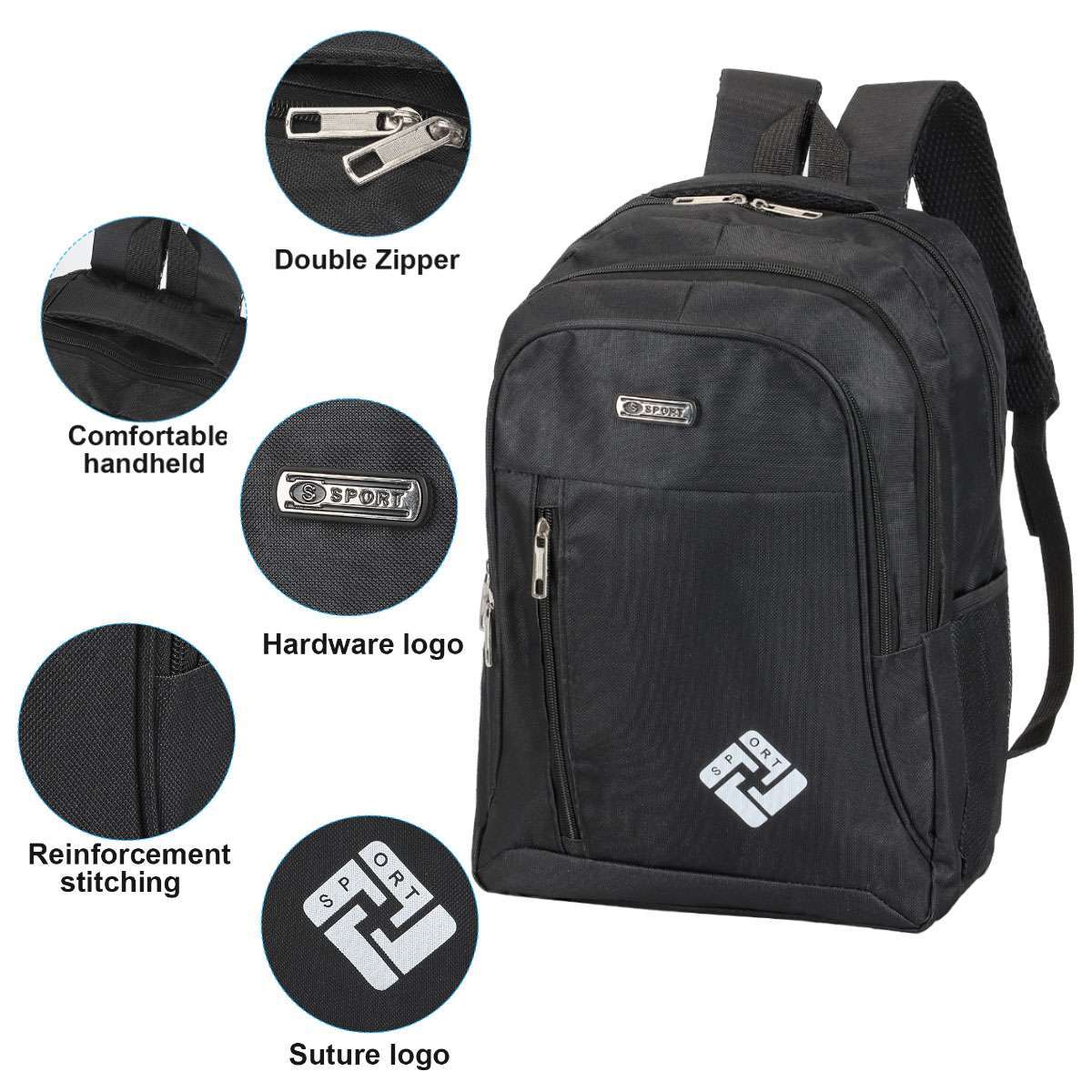 17″ Large Laptop Backpack Waterproof Business Travel Bag w/ USB Charge Port
