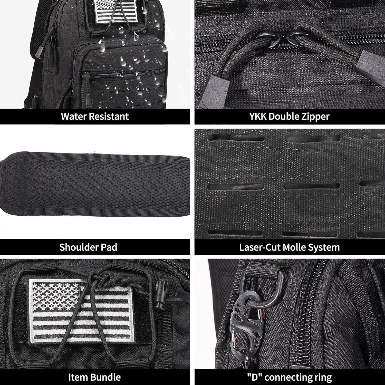 Mens Backpack Tactical Sling Shoulder Bag Molle Travel Chest Pack Outdoor Hiking
