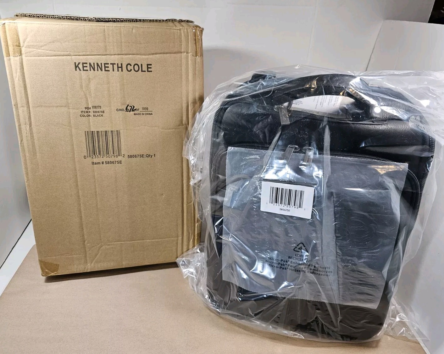 Kenneth Cole Reaction Manhattan Messenger Backpack Black 16″ Laptop $200 Retail