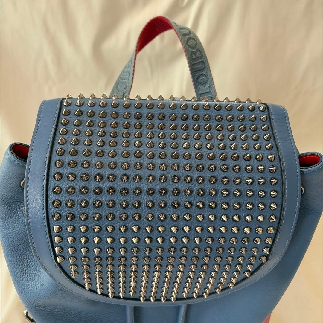 Christian Louboutin Explorafunk Authentic Backpack Shoulder Bag Blue Studs Men’s
