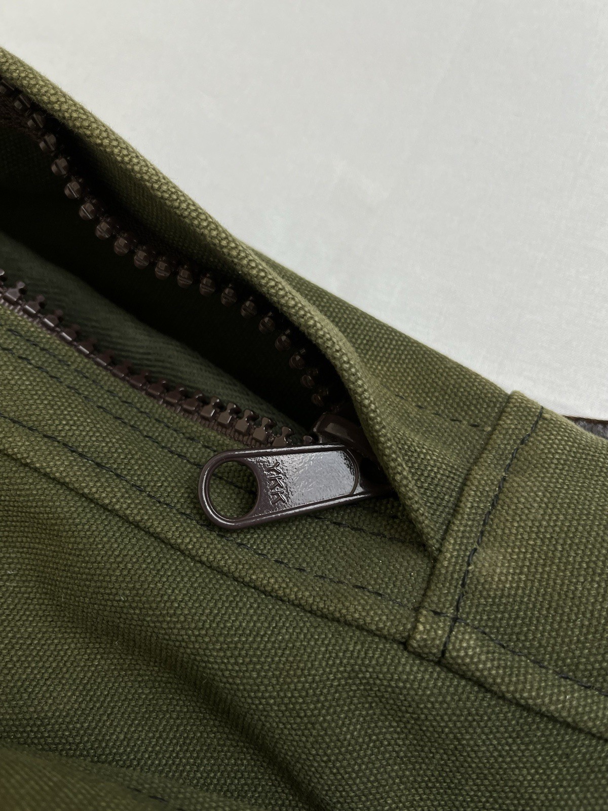 Duluth Pack Green Canvas & Brown Leather Backpack Made In USA YKK Zip Rare