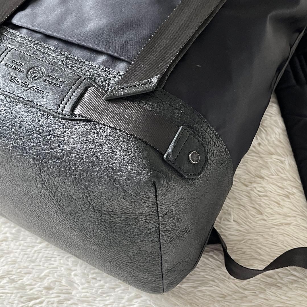 Master-piece Backpack Unisex Black Nylon Leather 15cm 30cm 50cm Excellent
