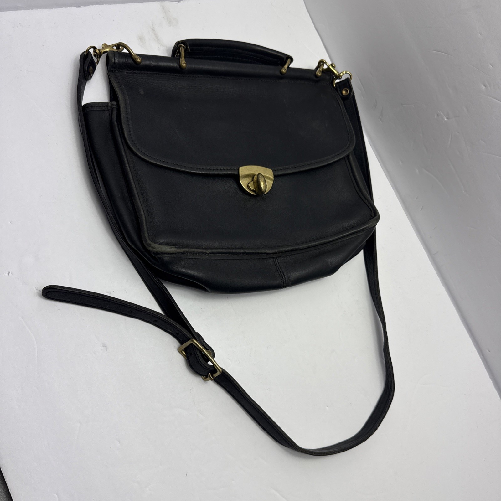 Jack Georges University Executive Black Leather Briefcase Messenger Bag Made USA