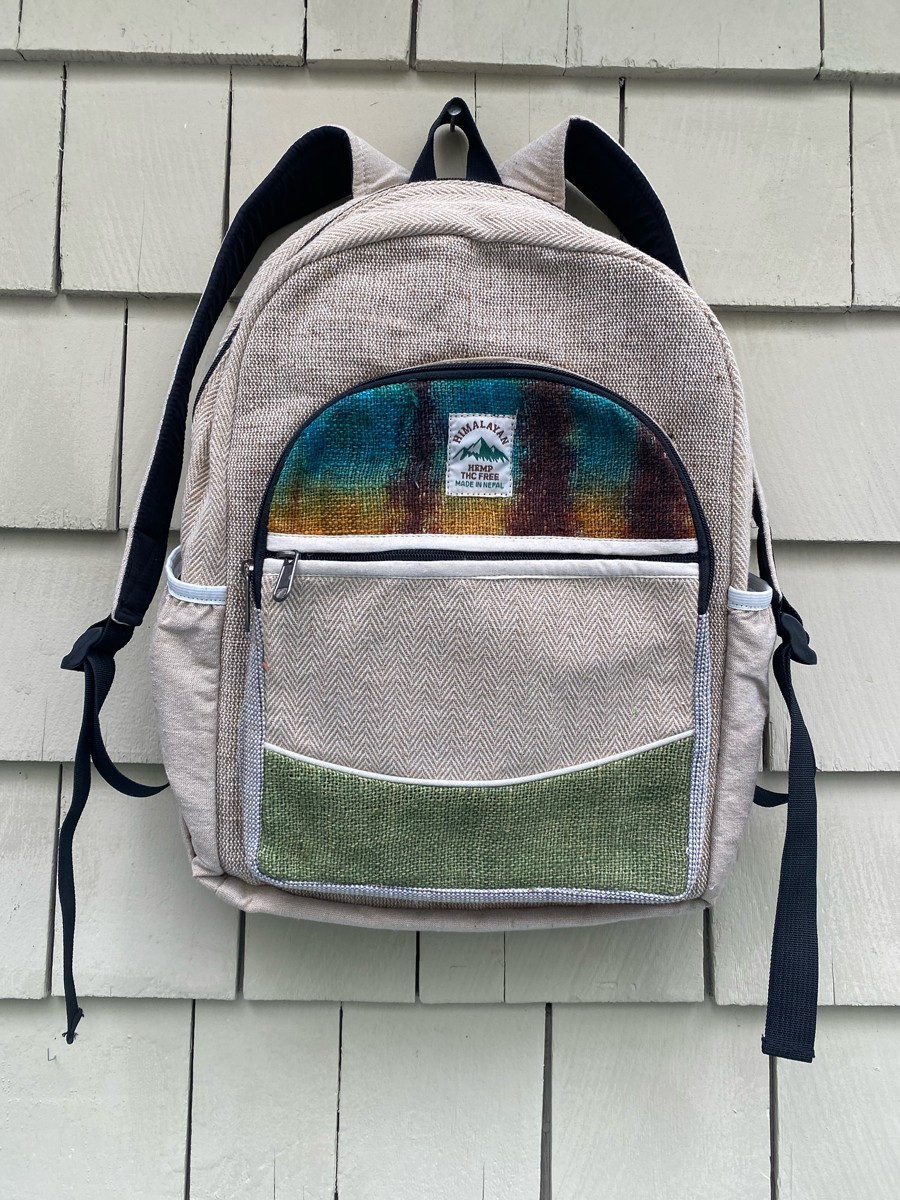 Himalayan Hemp Backpack Multipocket Multicolor, Made In Nepal 16x12x4