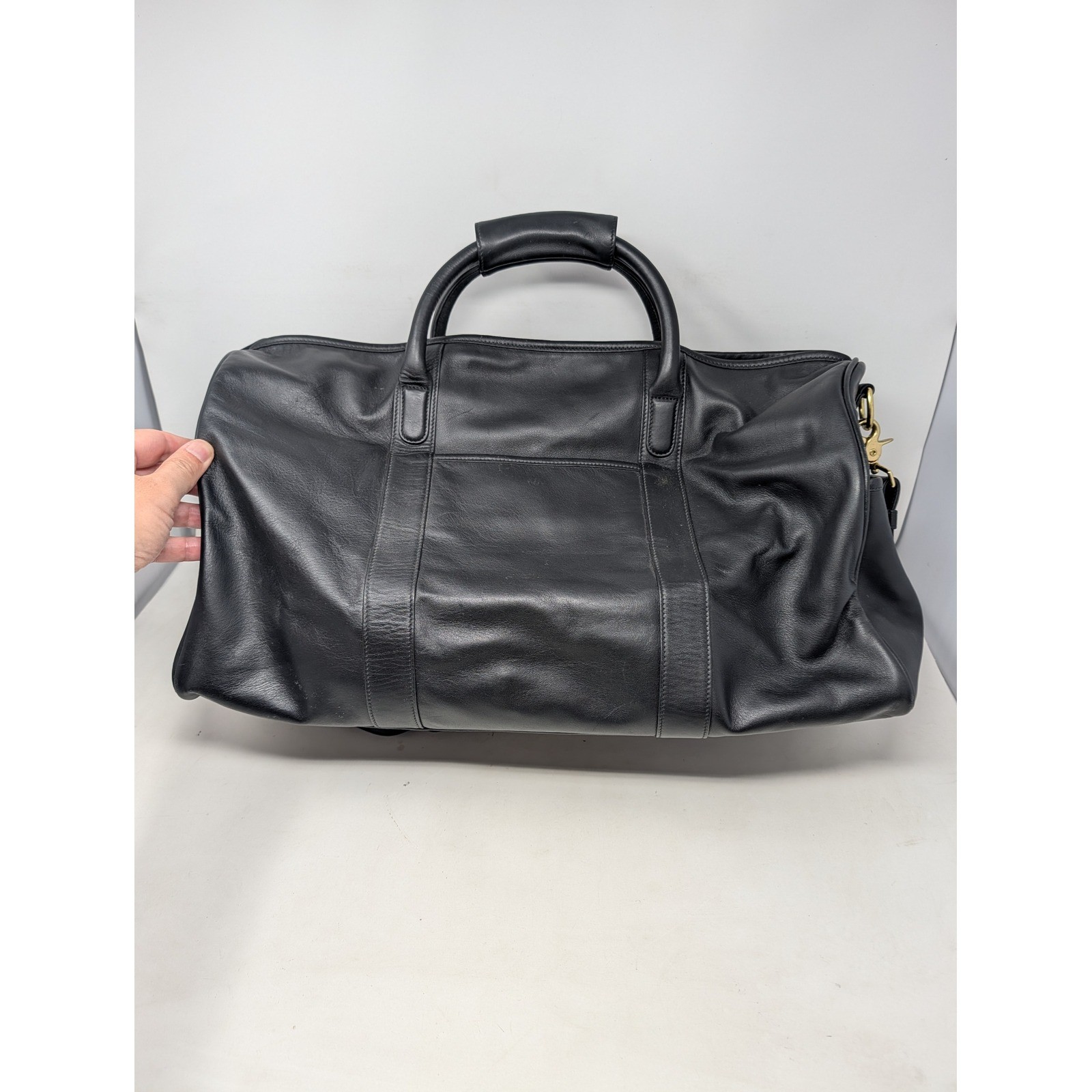 Coach Transatlantic Duffel Bag Black Leather Travel Weekender F1S-0596