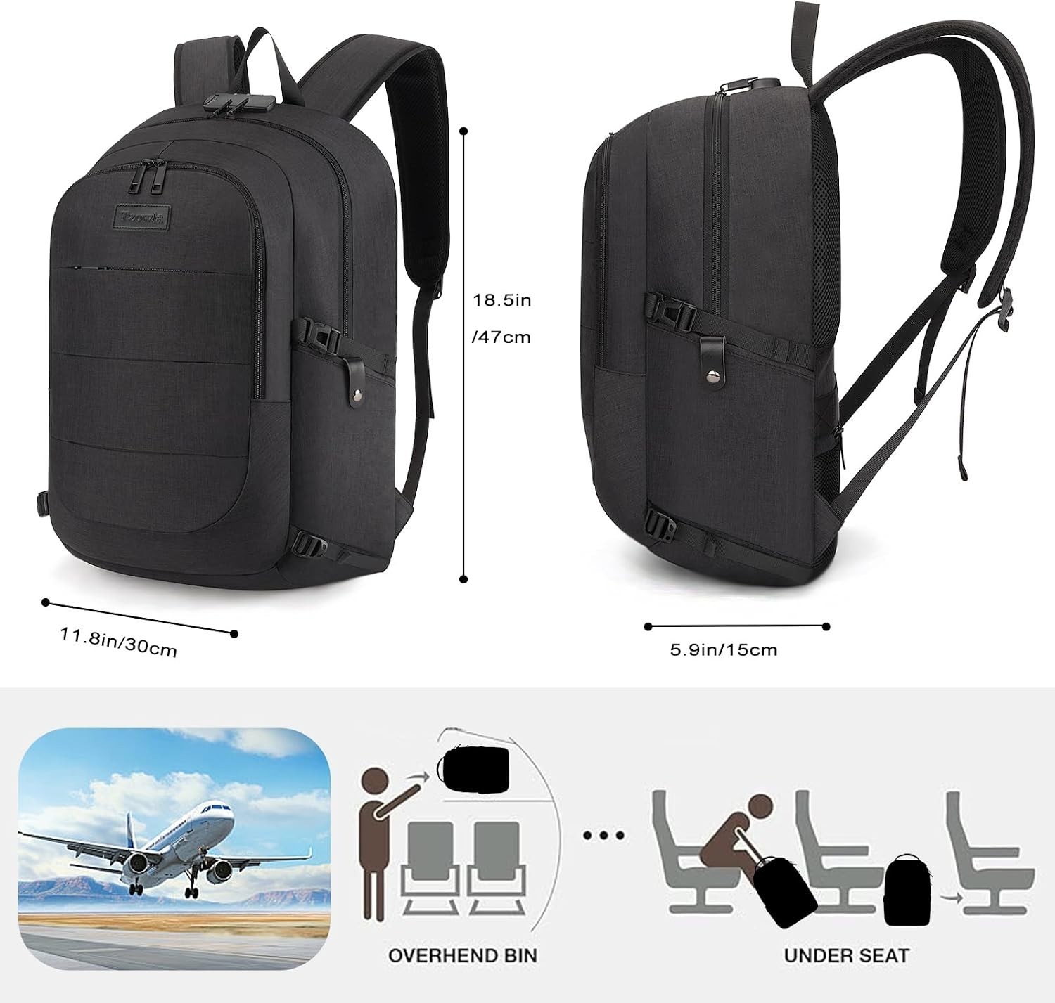Elegant Anti-Theft Laptop Backpack with Giant Tumbler Holder – 15.6 Inch