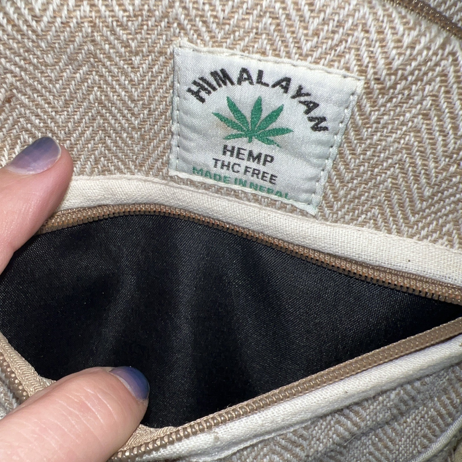 Himalayan Hemp THC Free Plain & Simple Beige Mini Handmade Backpack