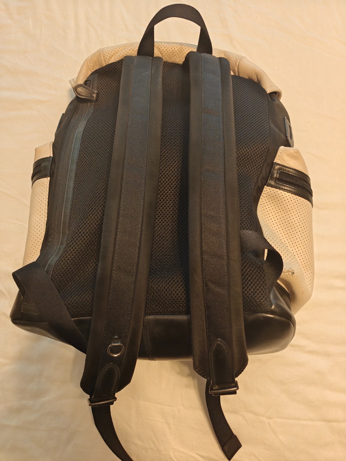 Coach Terrain Trek Backpack Perforated Leather Laptop Bag Black Chalk F57477