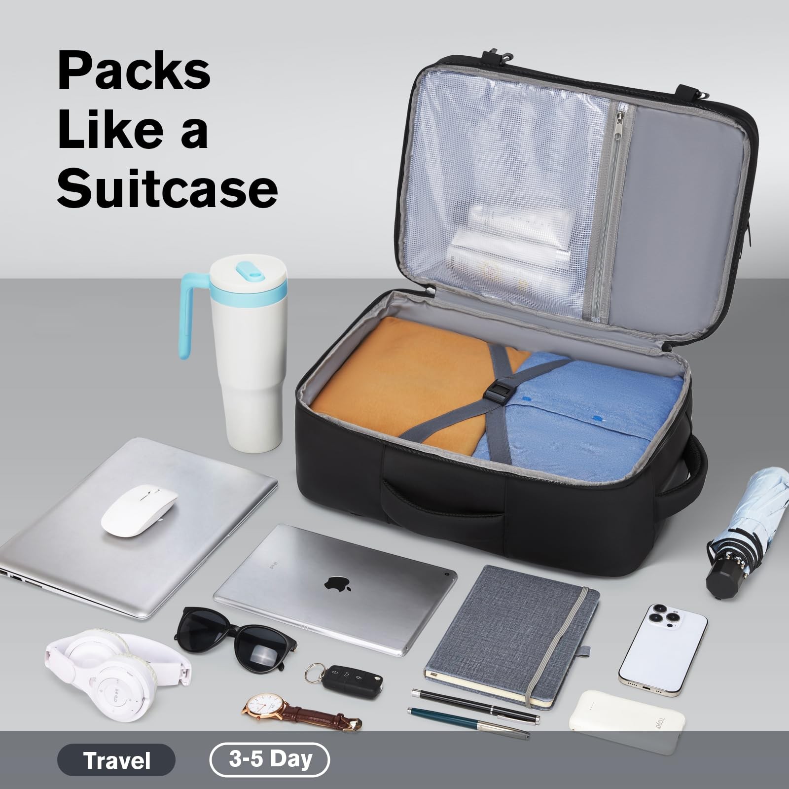 Suitcase-style Laptop Backpack, 25L / 35L Practical Travel Bag for Work, Leis…