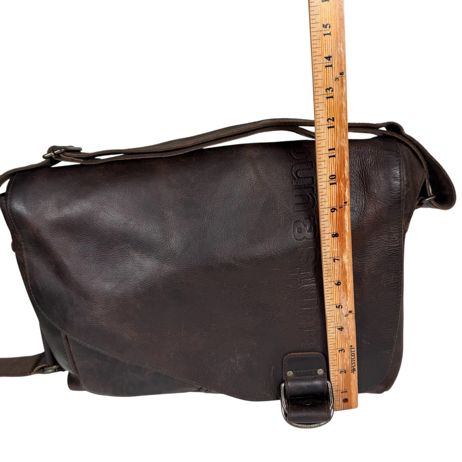 VTG Aunts and Uncles Dark Brown Workaholic Humus Leather Messenger Crossbody Bag