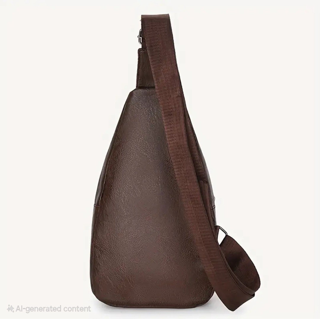 PU Leather Sling Bag – Waterproof Multi-Pocket Crossbody