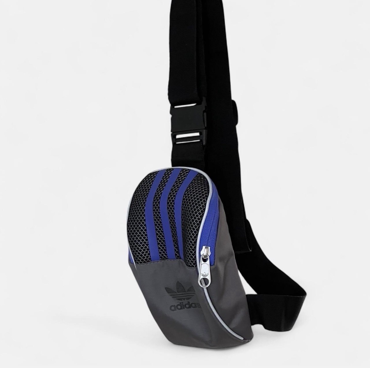 Adidas Sling Bag Blue / Grey / Black Reflective on Front Wore Once