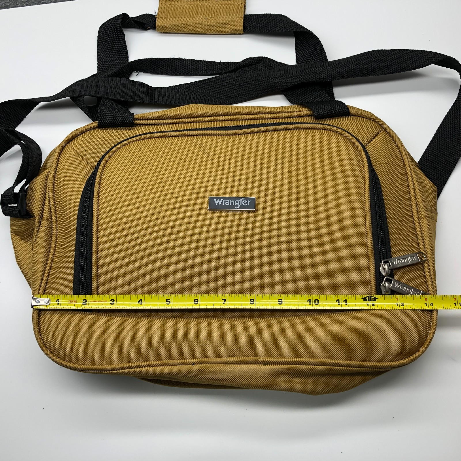 Wrangler Travel Document Shoulder Bag Crossbody Strap Tan Mens Zip Handle
