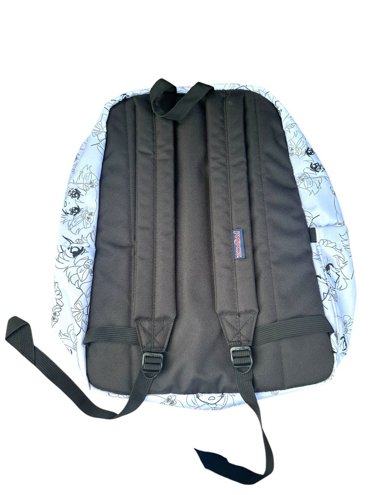 JanSport Backpack White Black Gray 16.5” Laptop Bag Manga Moon NWT School Work