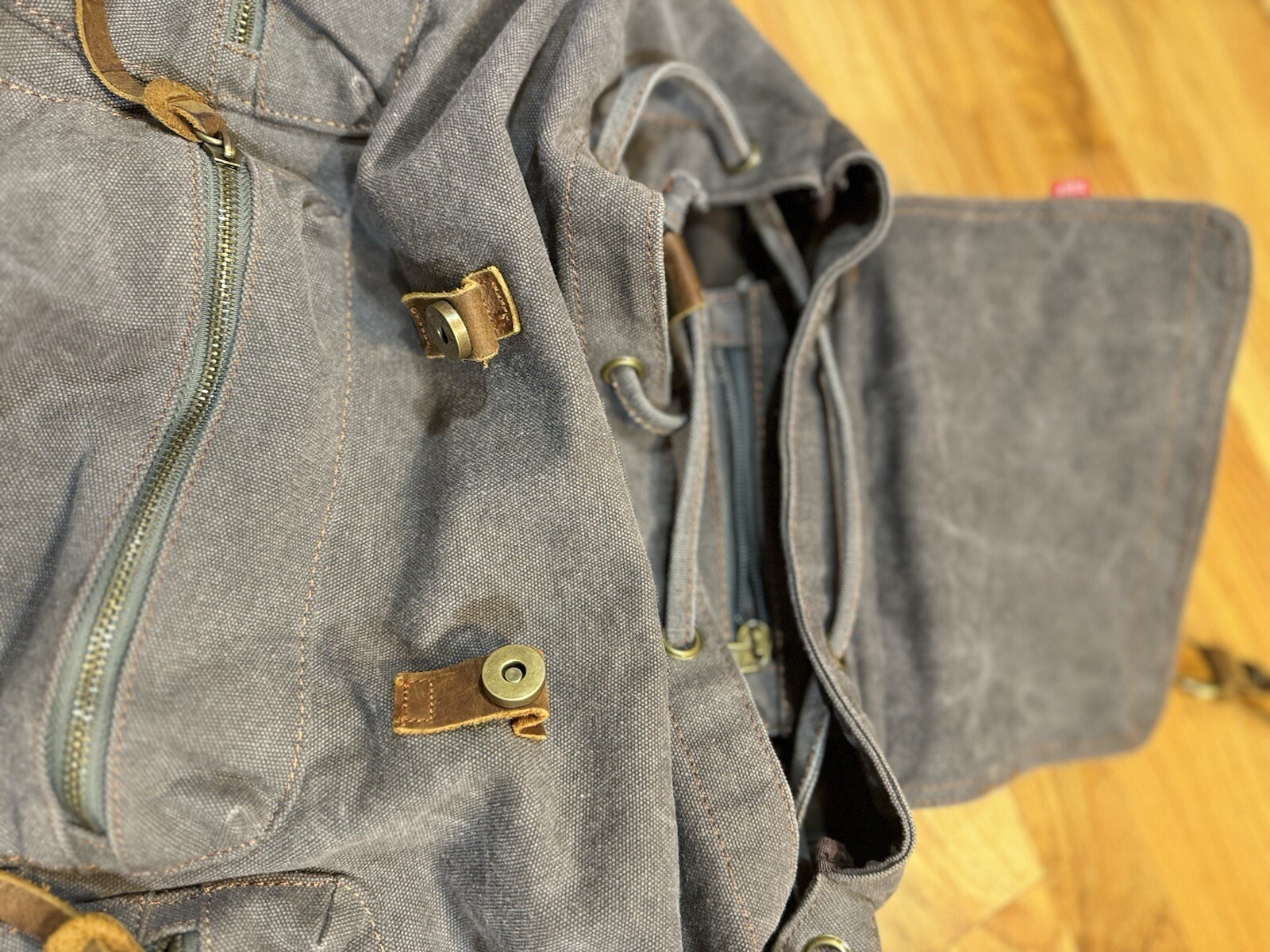 Augur Strauss Canvas Backpack Grey And Green