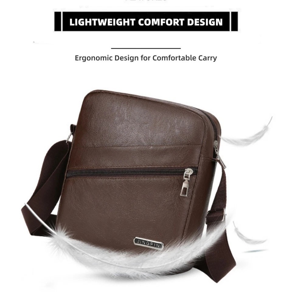Men’s Leather Crossbody Bag Casual Messenger Chest Pack Shoulder Sling Travel US