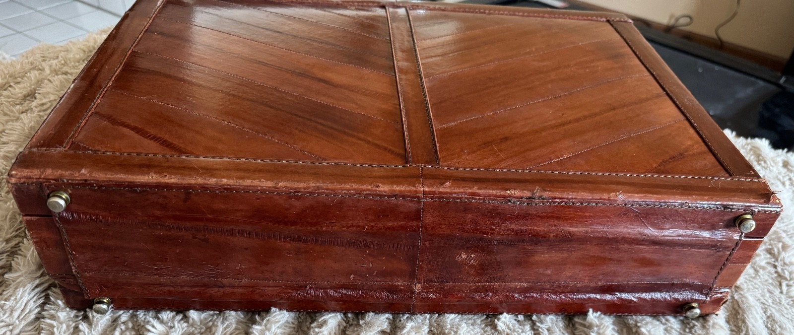 Vintage Eel Skin EXPANDABLE Leather Briefcase