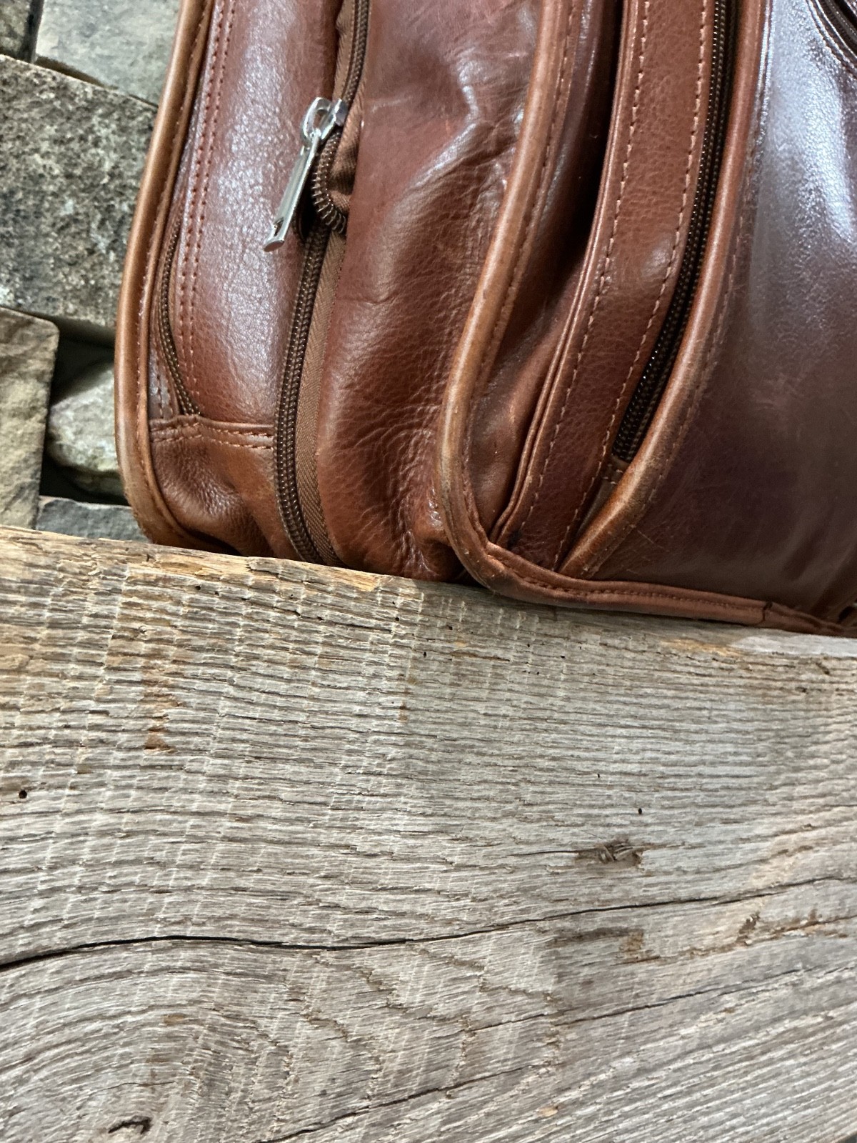WILSON LEATHER Brown Genuine Leather Briefcase Travel Bag Laptop Expanding VG ❤️