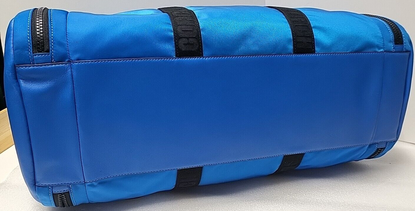 Coach Max Gym Bag Nylon Travel Duffle Bright Blue Black Trim C9835 MSRP $598 NWT
