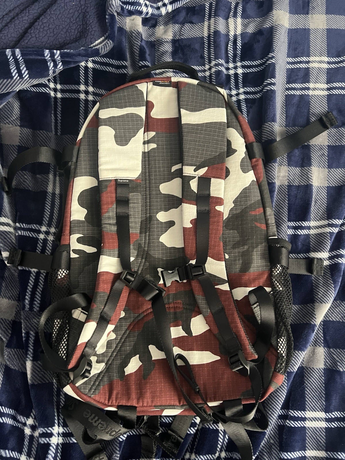 Supreme Logo Red Camo Backpack SS26