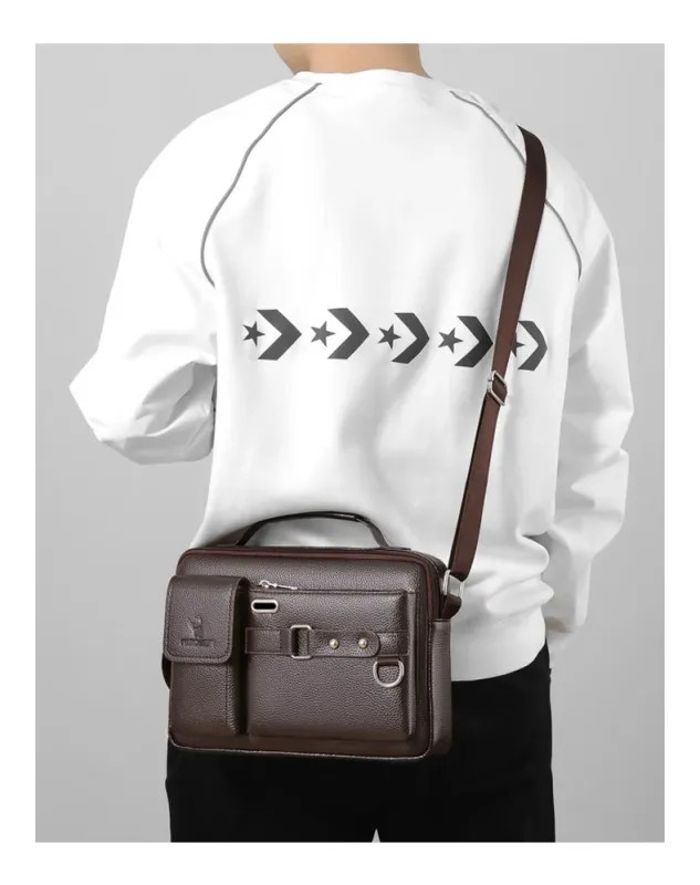 Men Shoulder Bag Pu Leather Business Messenger Bag for Man New