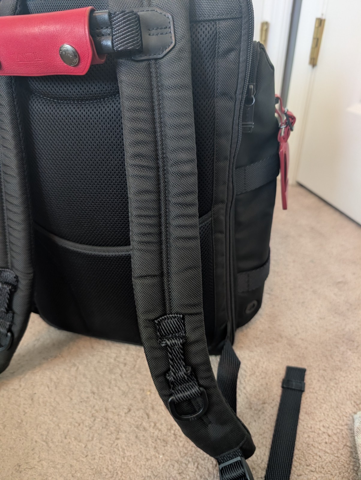 TUMI Alpha Bravo Tyndall Utility Backpack 0232384D Black Ballistic Nylon Red Kit