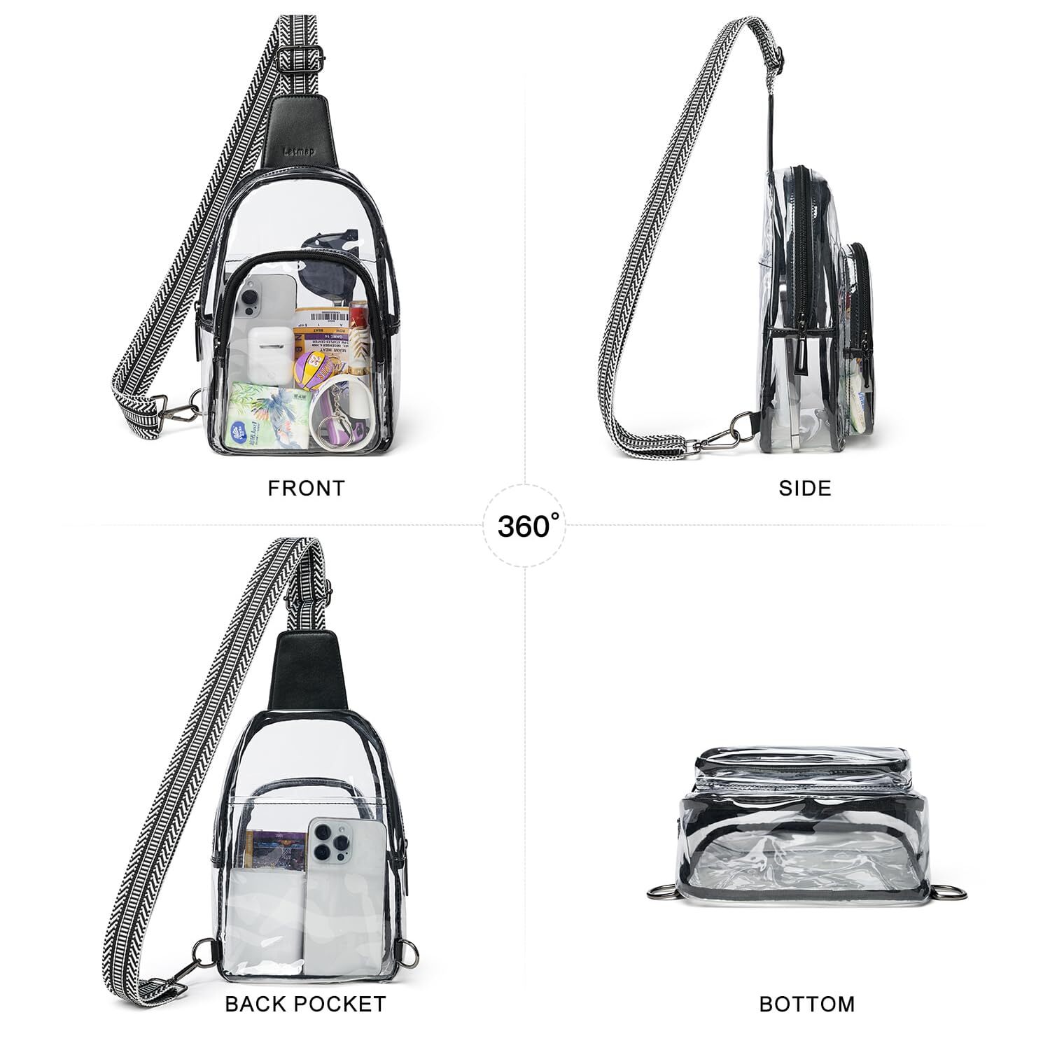 Clear Bag for Stadium Events Clear Purses for Women Men Large Crossbody Fanny…