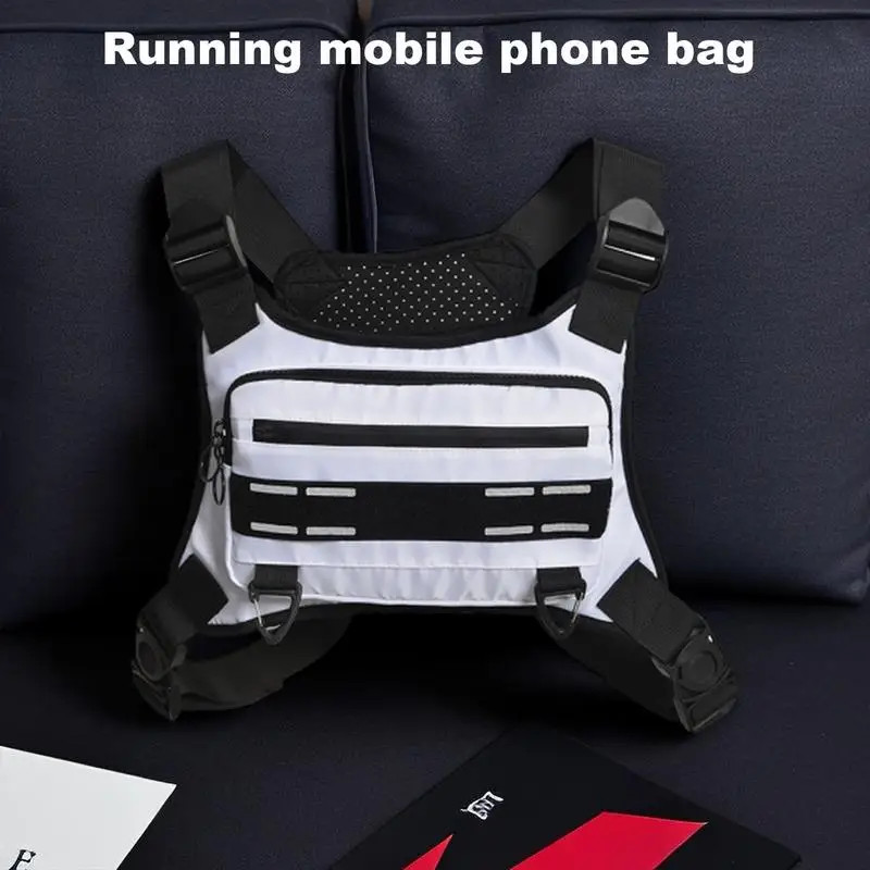 Adjustable Running Chest Bag Running Vest Bag Reflective Front Chest Pack with P