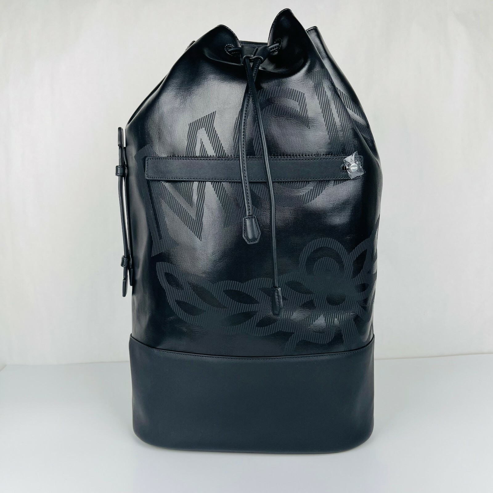 with tags $1120 MCM Tivitat Black Coated Canvas Large Drawstring Backp G1N