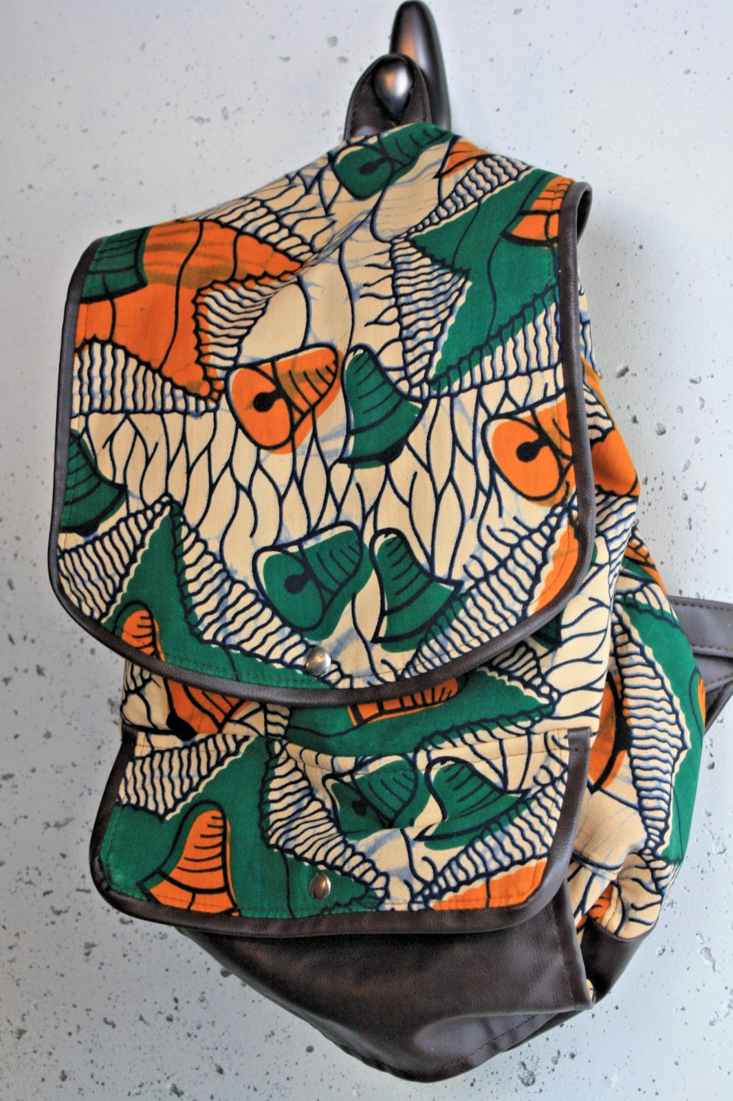 Lucy Designer Backpack Orange Green School College Travel Bookbag