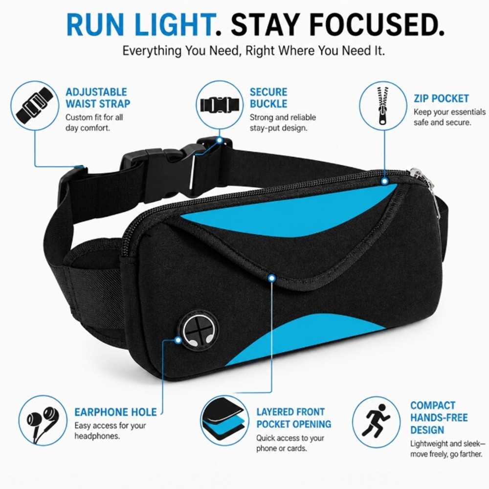 Adjustable Running Belt Water Resistant Waist Pack Fanny Bag Men Women Phone