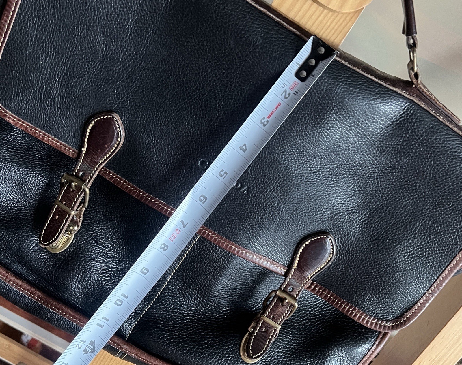 Roots Leather Briefcase Buckle Black Brown Men’s Inner Dividers Pockets