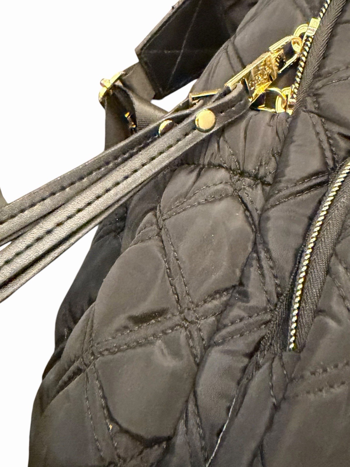 Joan & David 18″ Diamond Quilted Puffer Nylon Travel School Backpack $190 Black