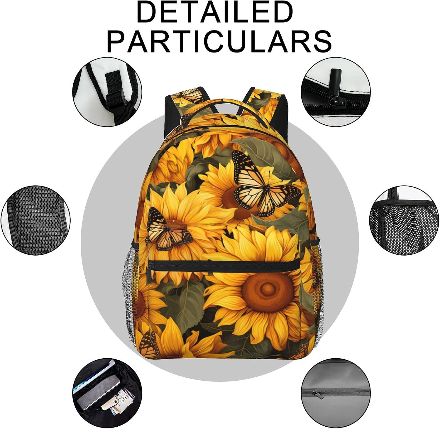Sunflower Butterfly Backpack, Lightweight Backpacks for Travel Work School Sport