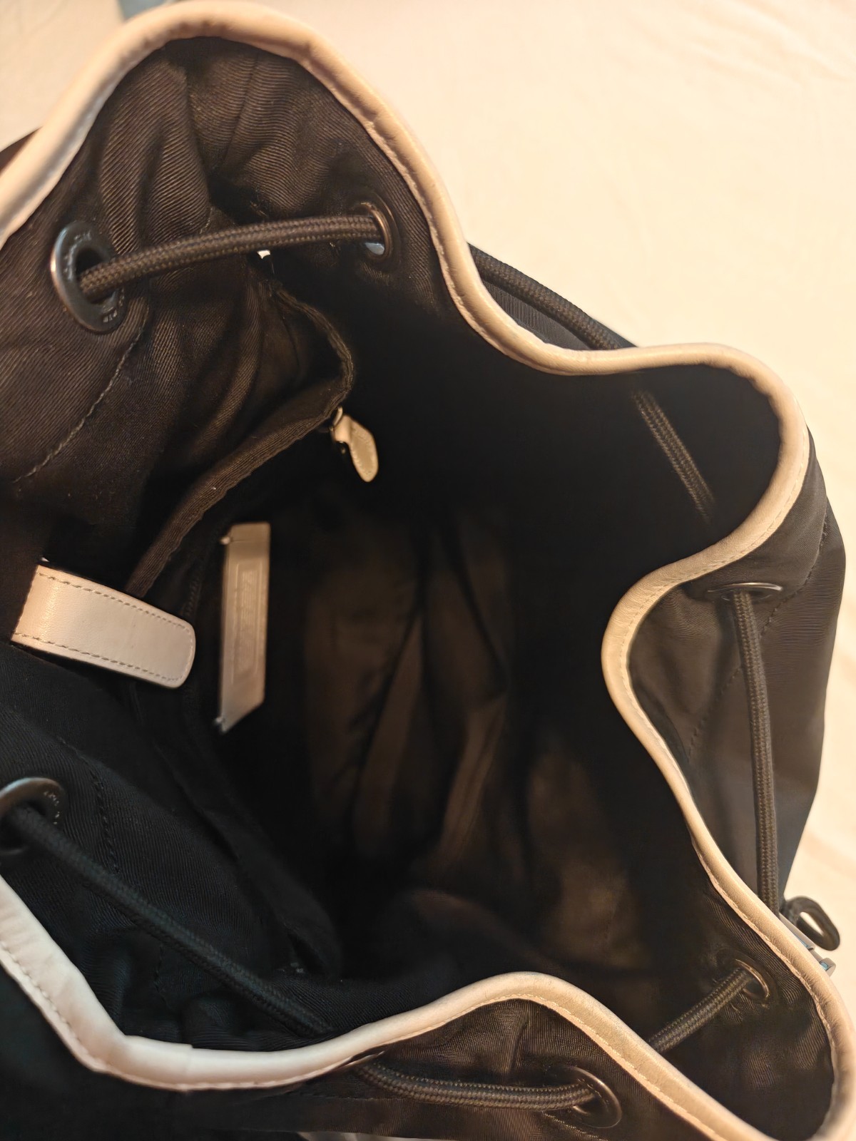 Coach Terrain Trek Backpack Perforated Leather Laptop Bag Black Chalk F57477