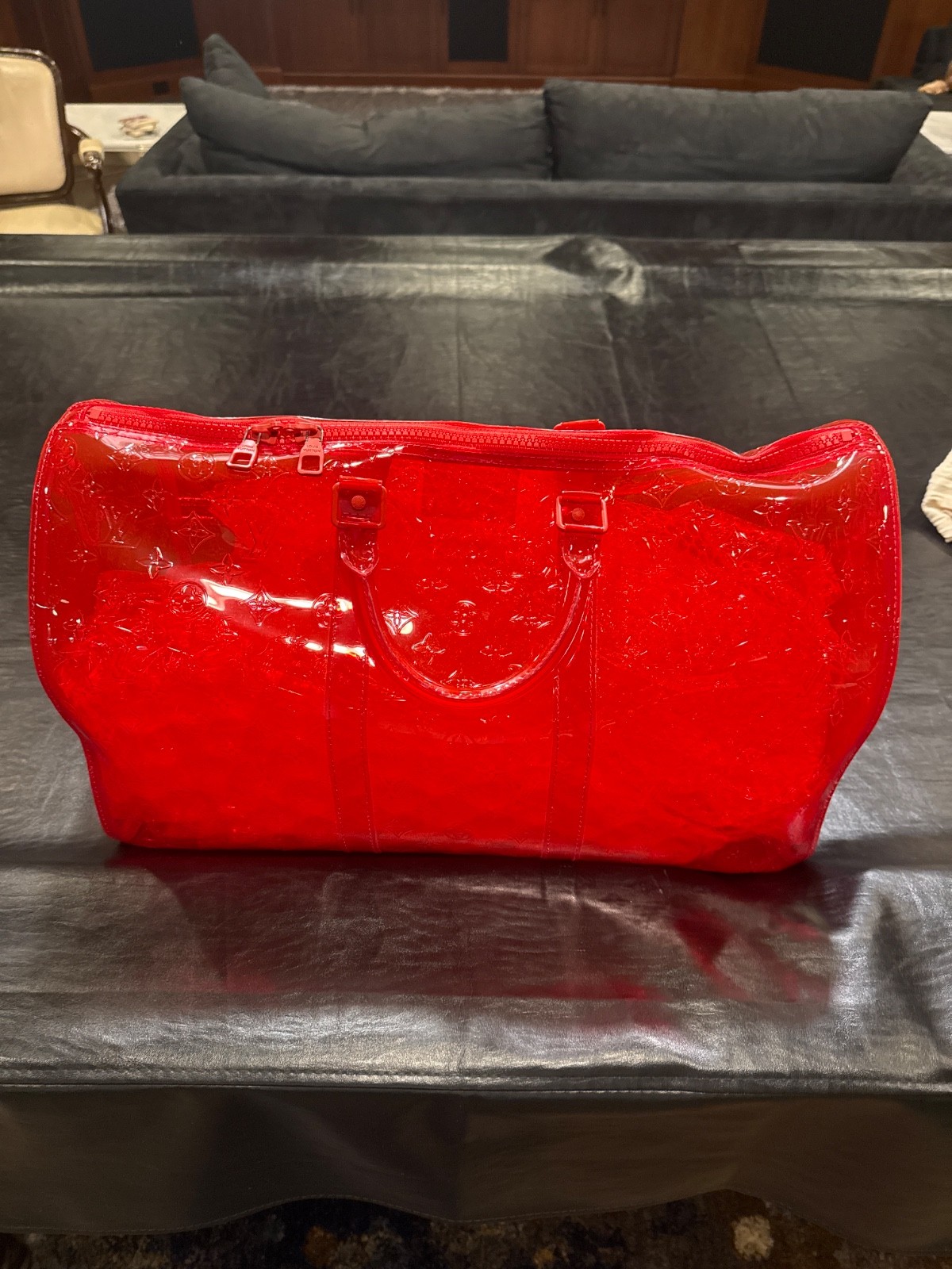 Louis Vuitton Keepall Bandouliere Duffle 50 Clear/Red PVC