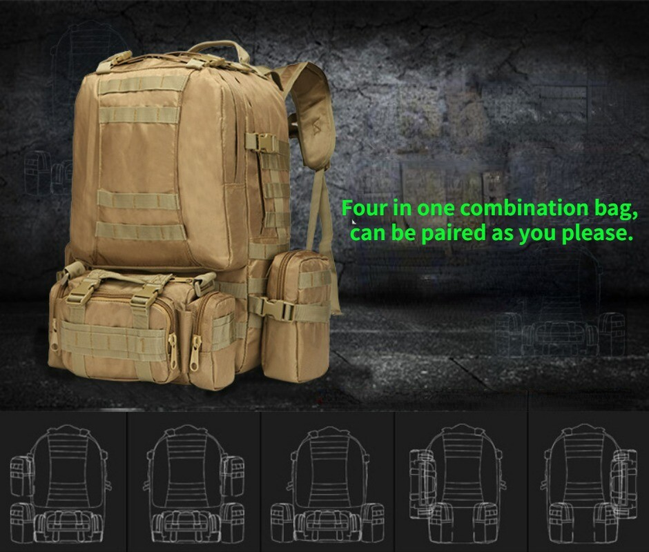 Outdoor Tactical Backpack Mountaineering Multi Functional Combination Backpack