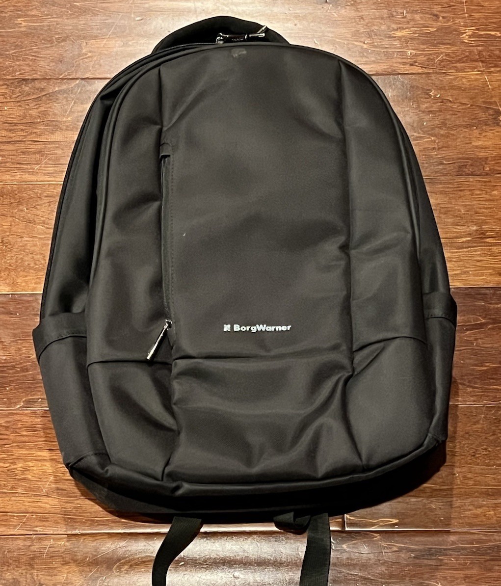 Borg Warner Black Gray Multi Zip Pocket 18″ x 12.5″ x 5″ Padded Laptop Back Pack