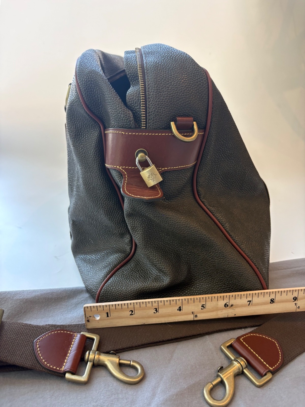 Mulberry Clipper Large Scotchgrain Holdall Weekender Duffle Dust bag Padlock